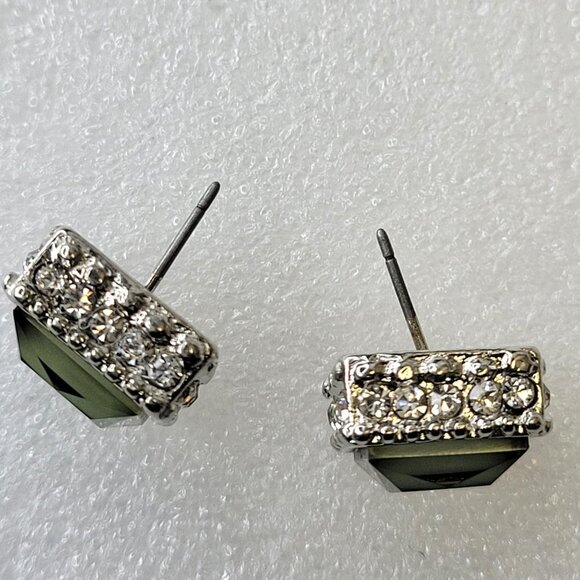 Geometric Sage Green Stud Earrings - Picture 7 of 11